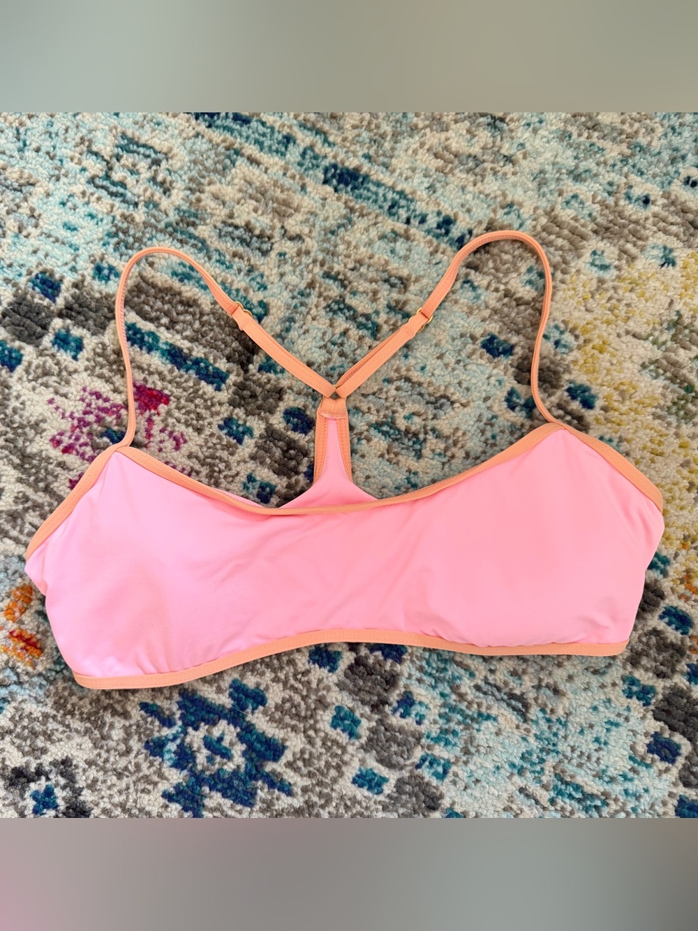 l*space Pink Bikini Top with Peach Trim